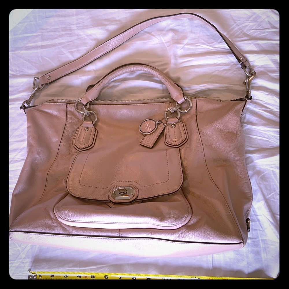 Coach leather blush pink hobo bag